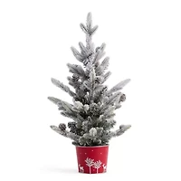 North Pole Trading Co. 25in Flocked Christmas Tabletop Tree