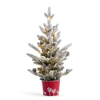 North Pole Trading Co. 25in Flocked Christmas Tabletop Tree