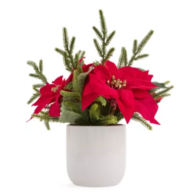 North Pole Trading Co. Red Poinsettia Floral Arrangement