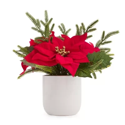 North Pole Trading Co. Red Poinsettia Floral Arrangement