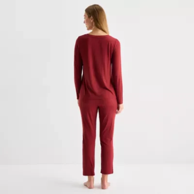 Liz Claiborne Cool and Calm Womens Rib Long Sleeve 2-pc. Pajama Sets