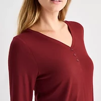 Liz Claiborne Cool and Calm Womens Rib Long Sleeve 2-pc. Pajama Sets