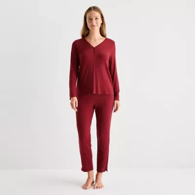 Liz Claiborne Cool and Calm Womens Rib Long Sleeve 2-pc. Pajama Sets