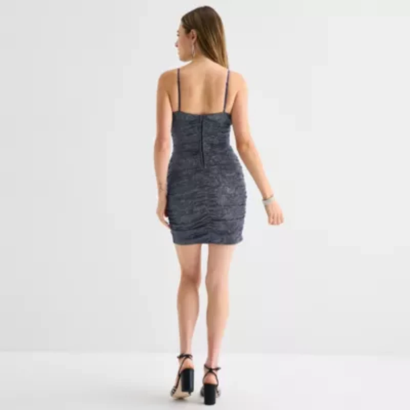 Emerald Sundae Womens Sleeveless Glitter Juniors Bodycon Dress