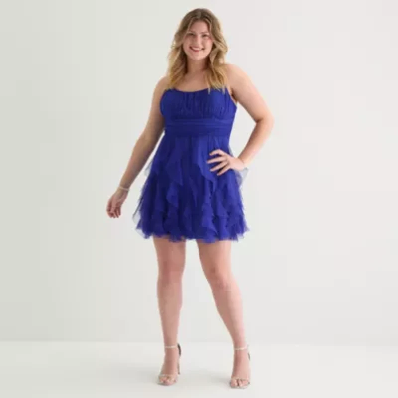 Radiante Couture Womens Sleeveless Fit + Flare Dress Juniors Plus
