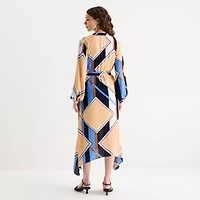 Worthington Womens Long Sleeve Geometric Shirt Dress