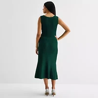 Studio 1 Womens Sleeveless Midi Sweater Dress