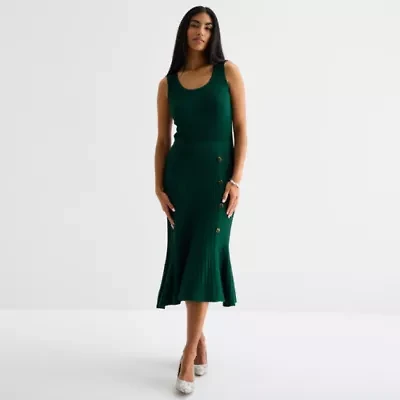 Studio 1 Womens Sleeveless Midi Sweater Dress