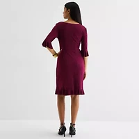 Connected Apparel Womens 3/4 Sleeve Sheath Dress