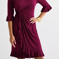 Connected Apparel Womens 3/4 Sleeve Sheath Dress