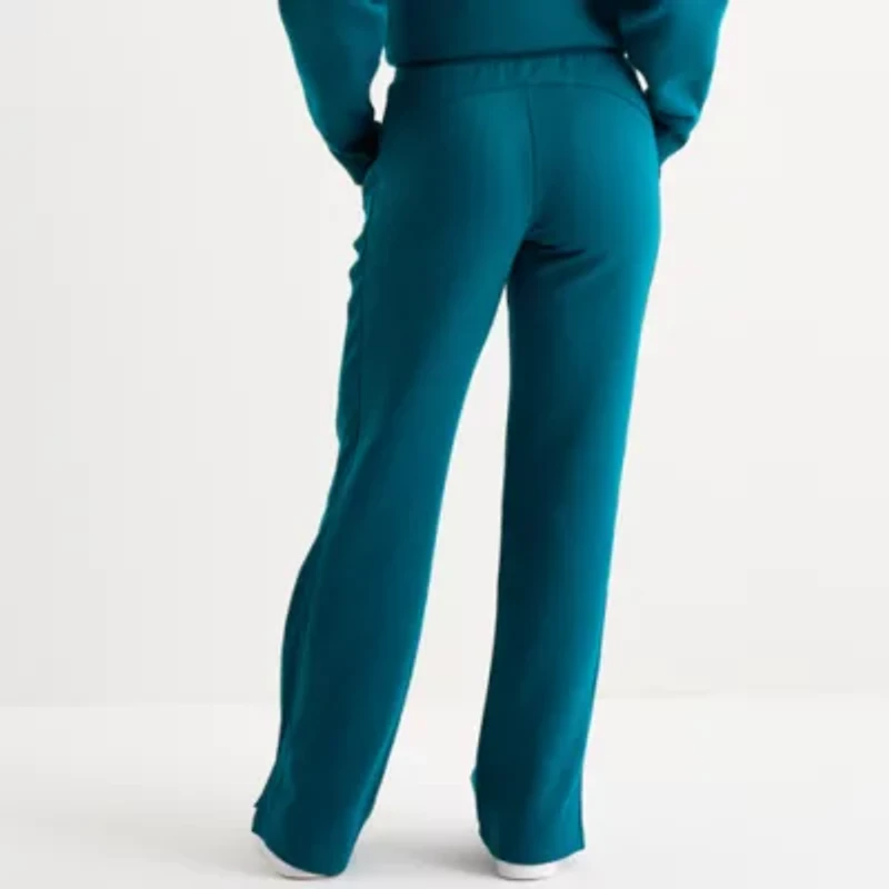 Xersion Womens Drawstring Waist Straight Mid Rise Tall Fleece Sweatpant