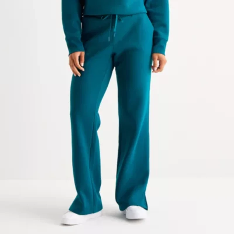 Xersion Womens Drawstring Waist Straight Mid Rise Tall Fleece Sweatpant