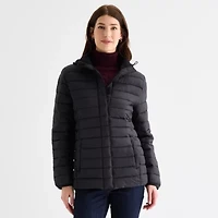 St. John's Bay Womens Adaptive Hooded Easy-on + Easy-off Midweight Puffer Jacket