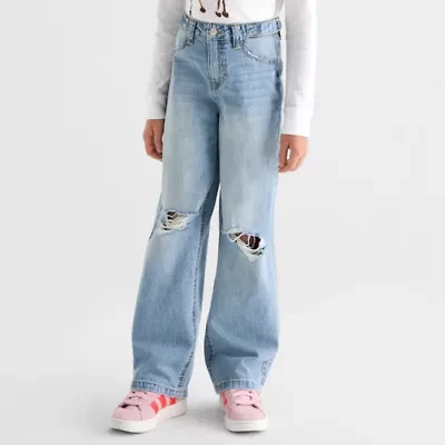 Vanilla Star Big Kid Girls Mid Rise Wide Leg Jean