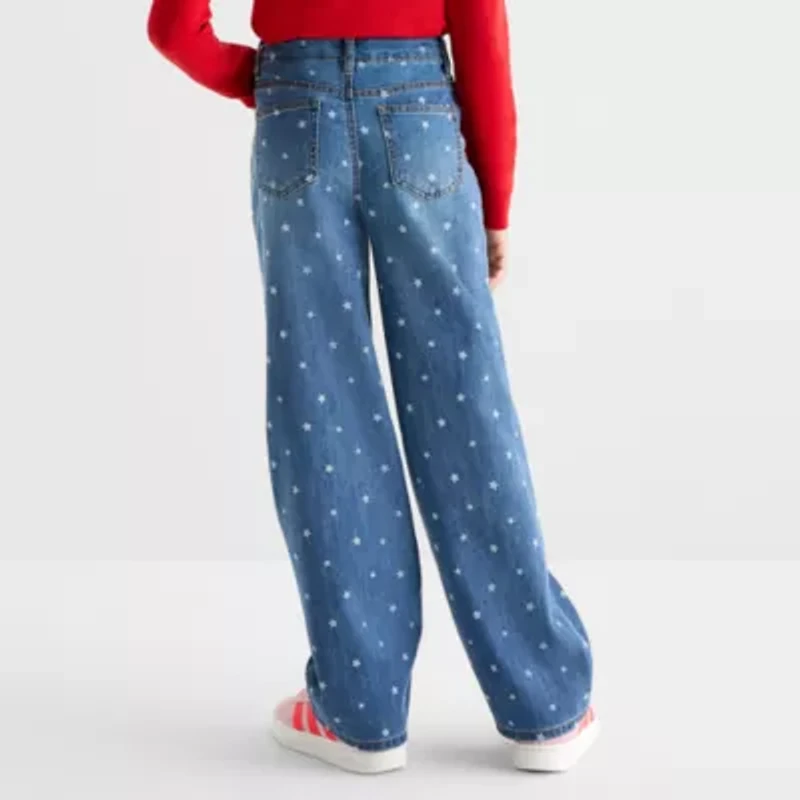 Vanilla Star Big Kid Girls Mid Rise Wide Leg Jean