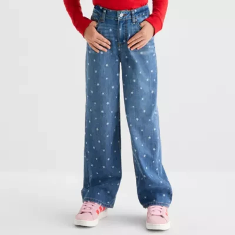 Vanilla Star Big Kid Girls Mid Rise Wide Leg Jean
