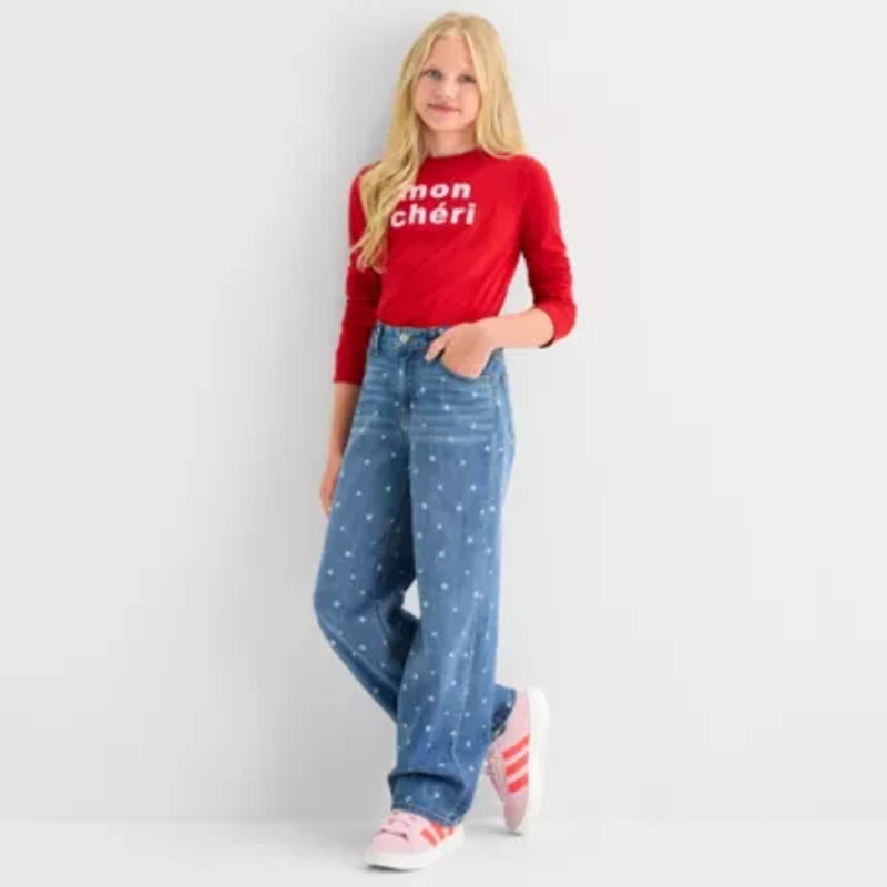 Vanilla Star Big Kid Girls Mid Rise Wide Leg Jean