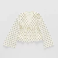 Thereabouts Little & Big Kid Girls V Neck Long Sleeve Blouse