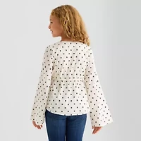 Thereabouts Little & Big Kid Girls V Neck Long Sleeve Blouse