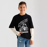 Thereabouts Little & Big Kid Boys Crew Neck Long Sleeve Oversized Graphic T-Shirt