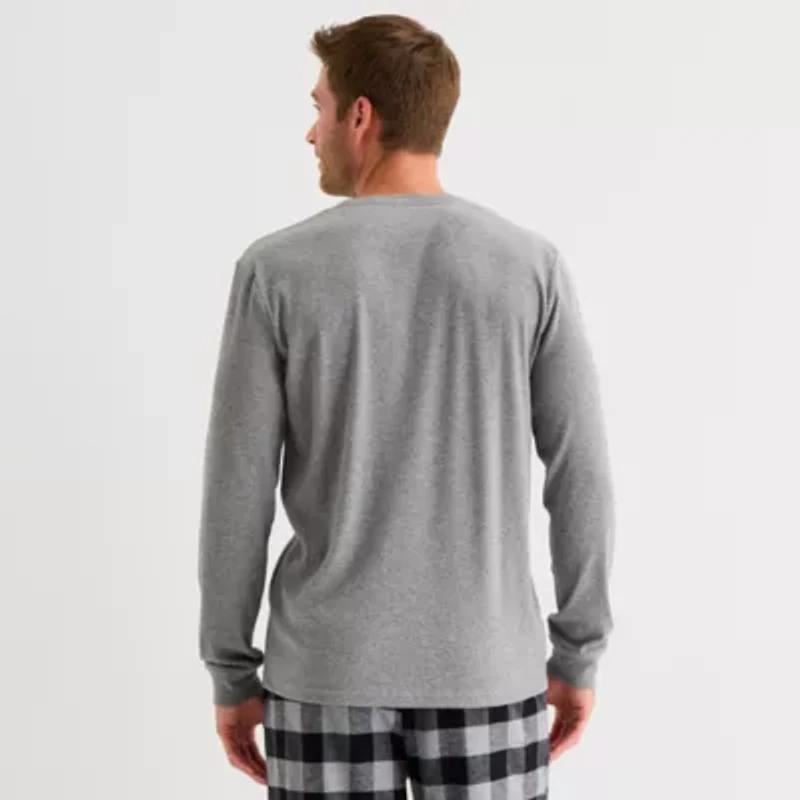 St. John's Bay Mens Crew Neck Long Sleeve Pajama Top