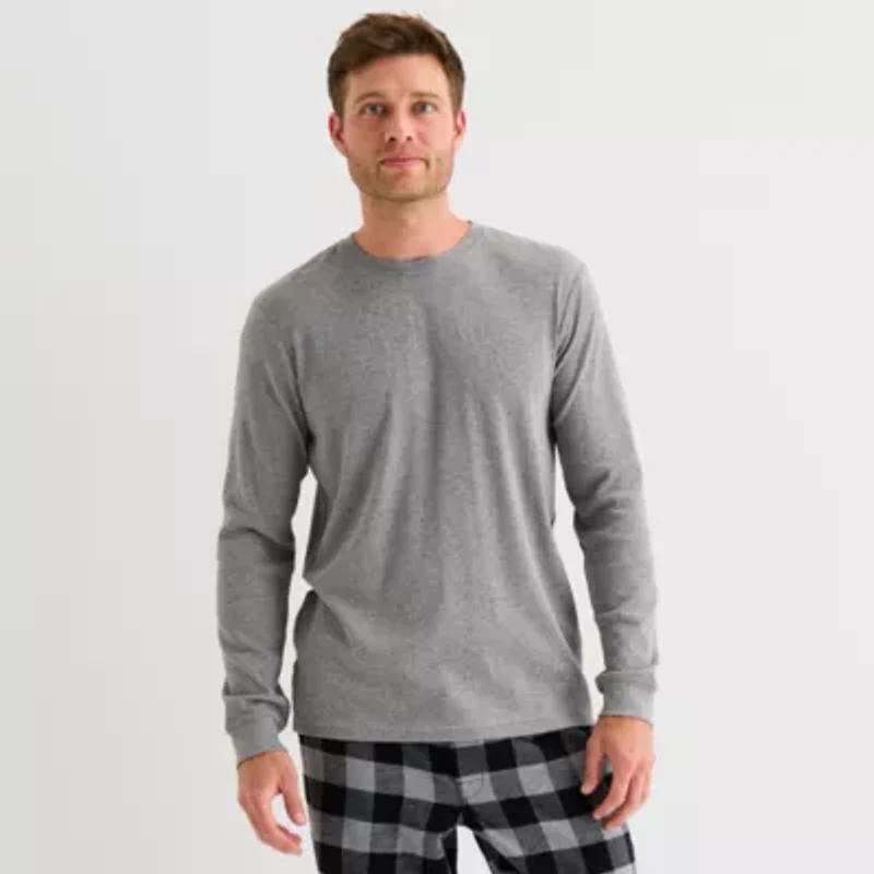 St. John's Bay Mens Crew Neck Long Sleeve Pajama Top