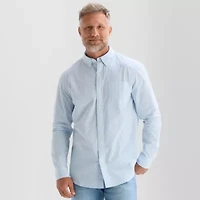 St. John's Bay Poplin Mens Long Sleeve Classic Fit Button-Down Shirt