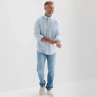 St. John's Bay Poplin Mens Long Sleeve Classic Fit Button-Down Shirt