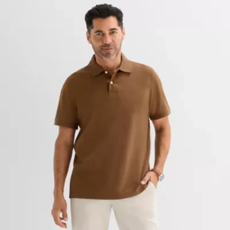 St. John's Bay Premium Stretch Mens Classic Fit Short Sleeve Polo Shirt