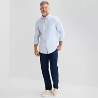 St. John's Bay Washed Oxford Mens Long Sleeve Classic Fit Stretch Fabric Button-Down Shirt