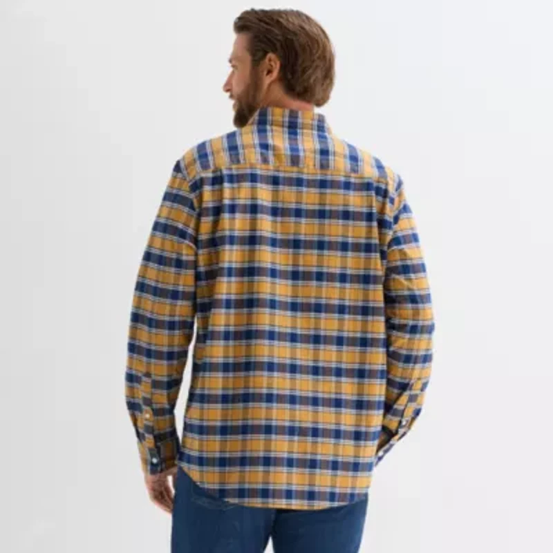 St. John's Bay Washed Oxford Mens Long Sleeve Classic Fit Stretch Fabric Button-Down Shirt