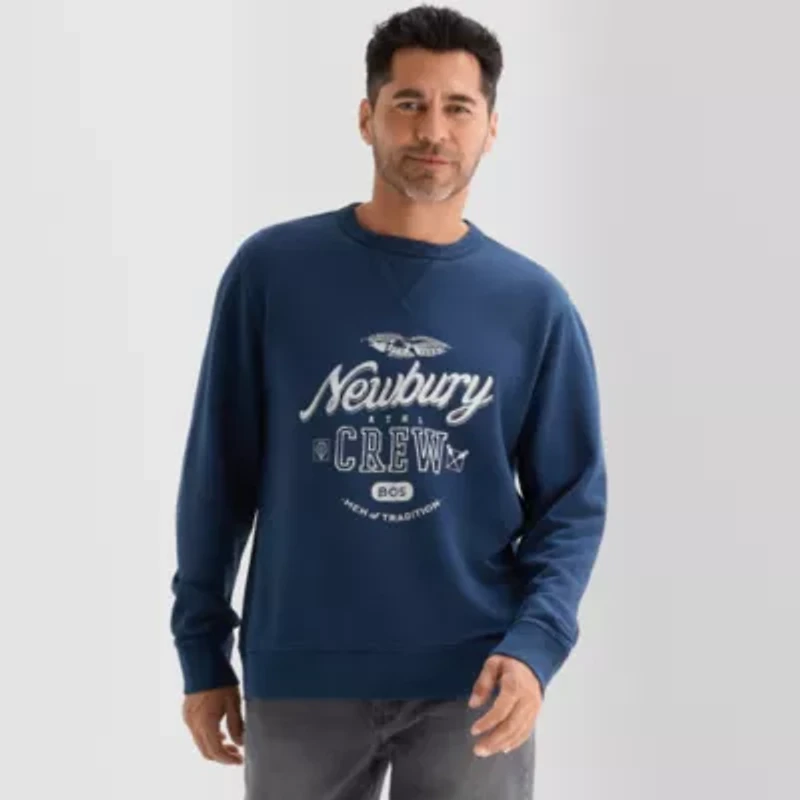 St. John's Bay French Terry Graphic Mens Crew Neck Long Sleeve Sweatshirt