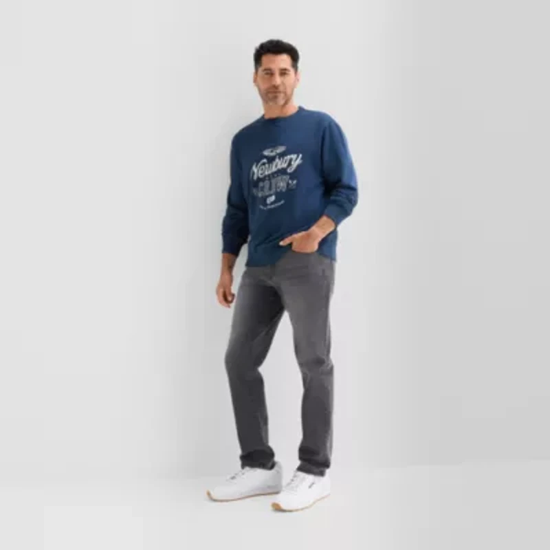 St. John's Bay French Terry Graphic Mens Crew Neck Long Sleeve Sweatshirt