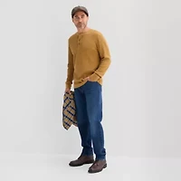 St. John's Bay Waffle Mens Henley Neck Long Sleeve Classic Fit Thermal Top