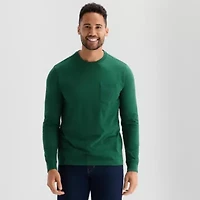 St. John's Bay Sueded Jersey Mens Crew Neck Long Sleeve T-Shirt