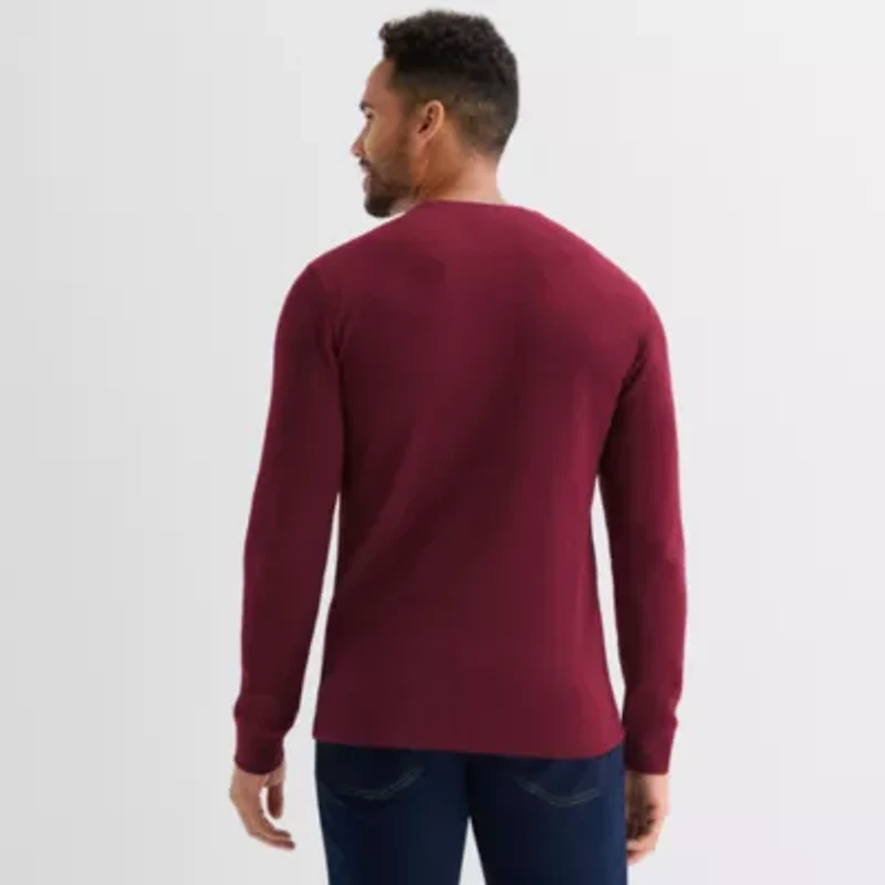 St. John's Bay Waffle Mens Crew Neck Long Sleeve Classic Fit Thermal Top