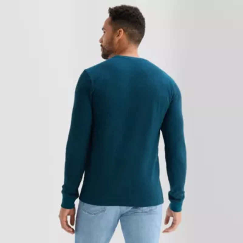 St. John's Bay Waffle Mens Crew Neck Long Sleeve Classic Fit Thermal Top