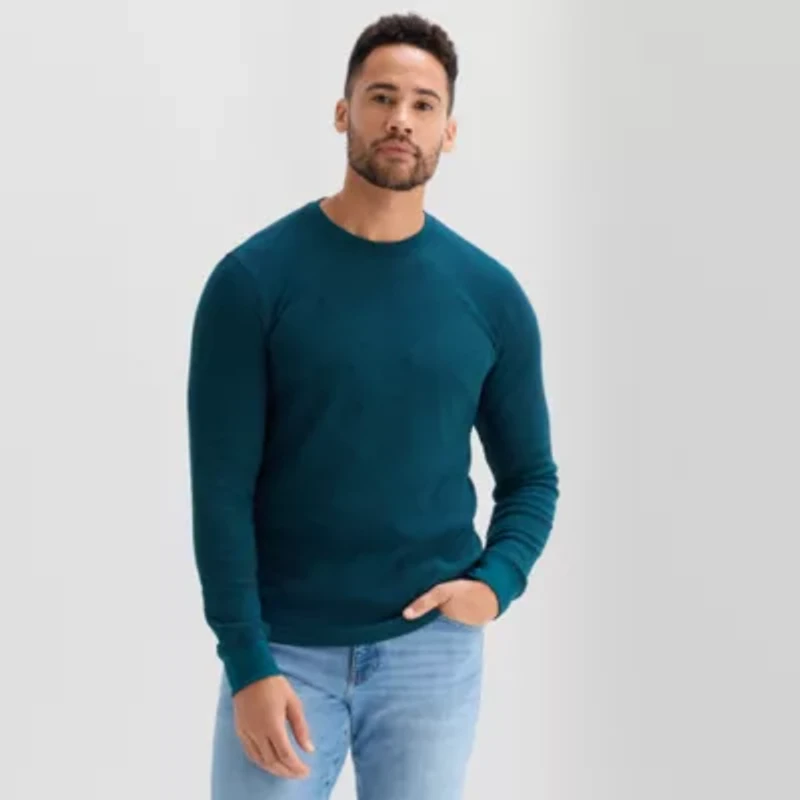St. John's Bay Waffle Mens Crew Neck Long Sleeve Classic Fit Thermal Top