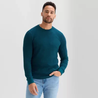 St. John's Bay Waffle Mens Crew Neck Long Sleeve Classic Fit Thermal Top