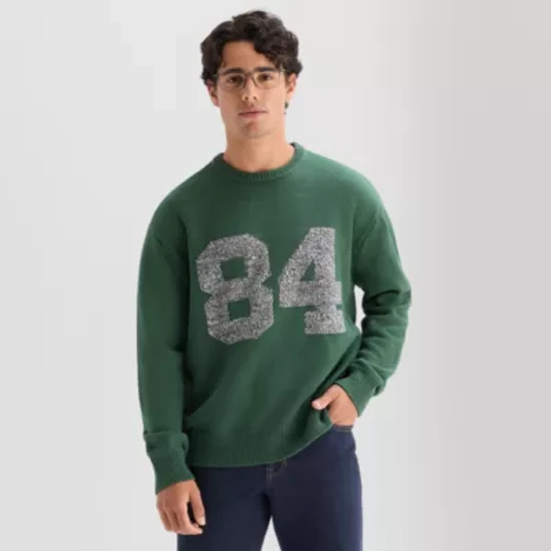 Arizona Mens Crew Neck Long Sleeve Pullover Sweater