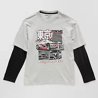Thereabouts Little & Big Kid Boys Crew Neck Long Sleeve Oversized Graphic T-Shirt