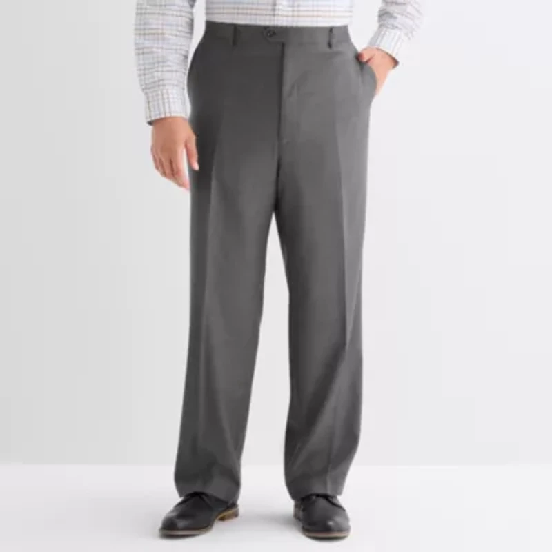 Stafford Coolmax All Season Mens Big and Tall Classic Fit Flat Front Suit Pant