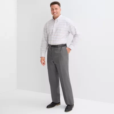 Stafford Coolmax All Season Mens Big and Tall Classic Fit Flat Front Suit Pant