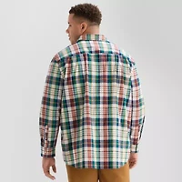 St. John's Bay Everyday Stretch Mens Long Sleeve Cuffed Classic Fit Big and Tall Button-Down Shirt