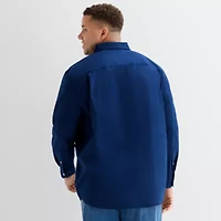St. John's Bay Everyday Stretch Mens Long Sleeve Fitted Classic Fit Big and Tall Button-Down Shirt