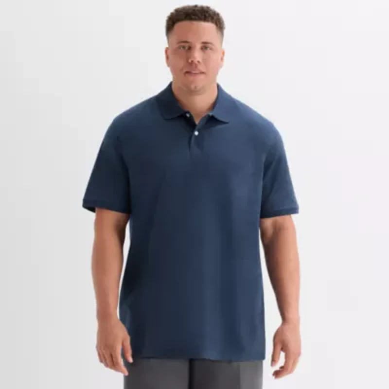 St. John's Bay Premium Stretch Big and Tall Mens Classic Fit Short Sleeve Polo Shirt