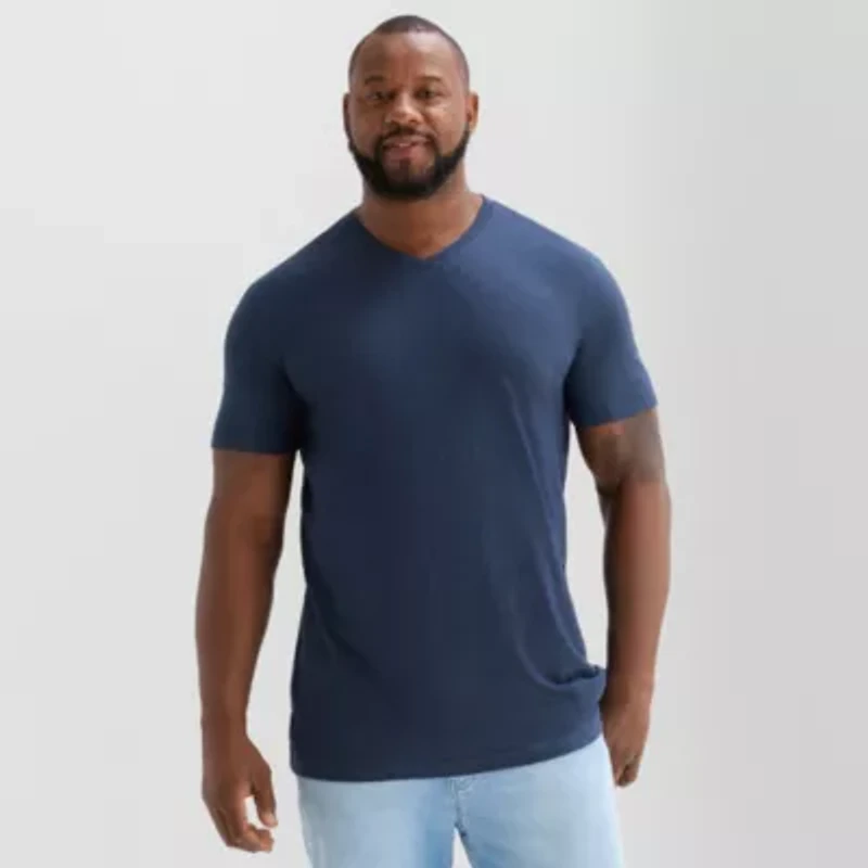 St. John's Bay Super Soft Mens V Neck Short Sleeve Quick Dry Big and Tall T-Shirt