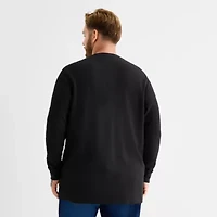 St. John's Bay Waffle Mens Henley Neck Long Sleeve Classic Fit Big and Tall Thermal Top