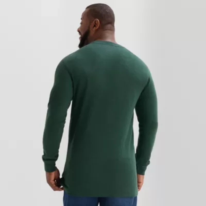 St. John's Bay Waffle Mens Crew Neck Long Sleeve Classic Fit Big and Tall Thermal Top
