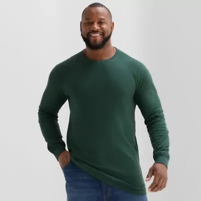St. John's Bay Waffle Mens Crew Neck Long Sleeve Classic Fit Big and Tall Thermal Top